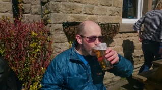 Yours truly enjoying a well-earned pint.